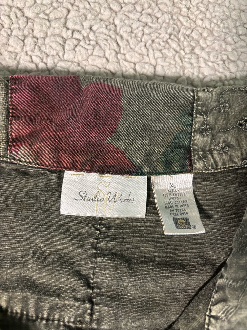Vintage Y2K Studio Works Patchwork Floral Jacket Women’s XL 100% Cotton - Picture 4 of 8